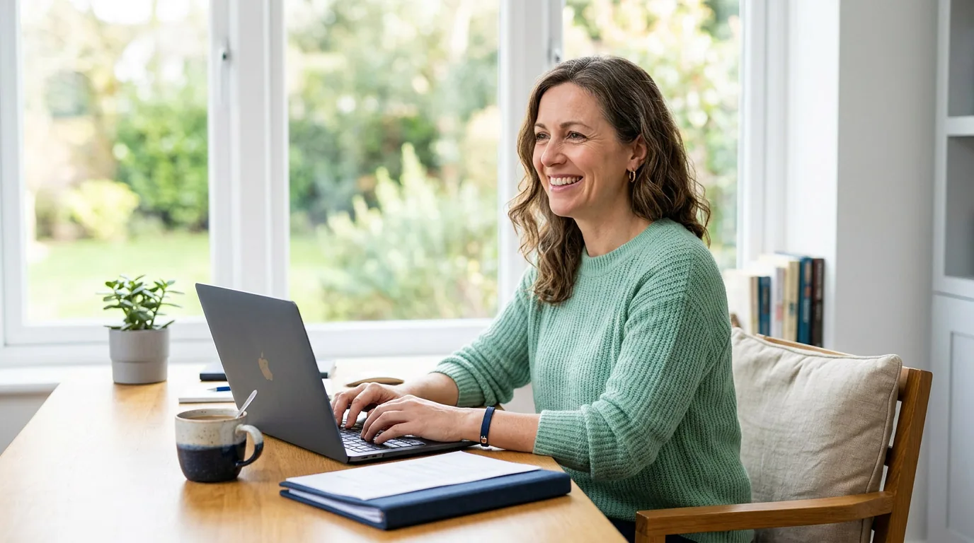 Vorstandsmitglied arbeitet entspannt und konzentriert am Laptop